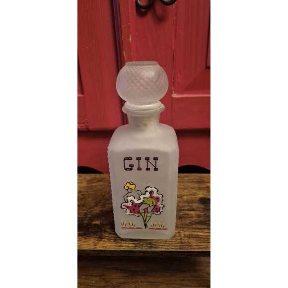 Studio Other - VTG 1950s Gay Fad Studio Frosted Glass Gin Decanter Can Can Girl Stopper EUC MCM